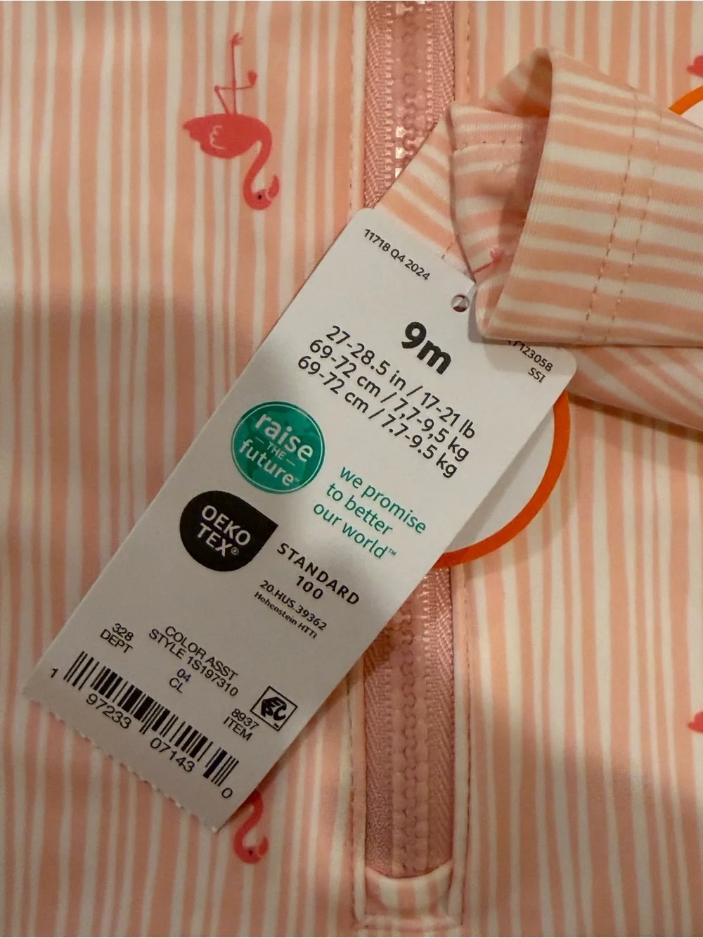 Carter's Pink Flamingo Kids Swimwear Size 9 mo NWT